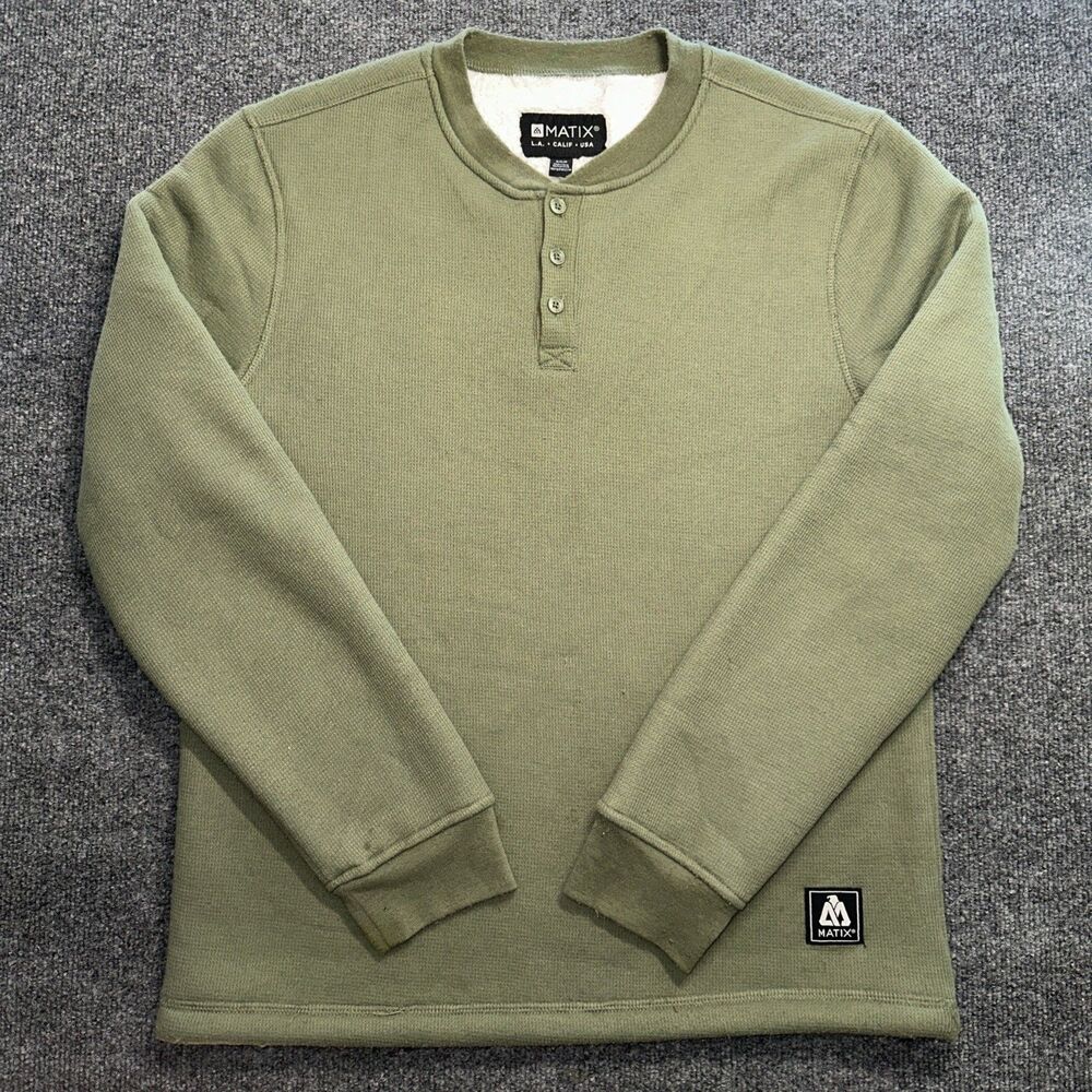 Matix Henley Sweatshirt Mens S Small Fleece Henley Neck Long Sleeve Pullover